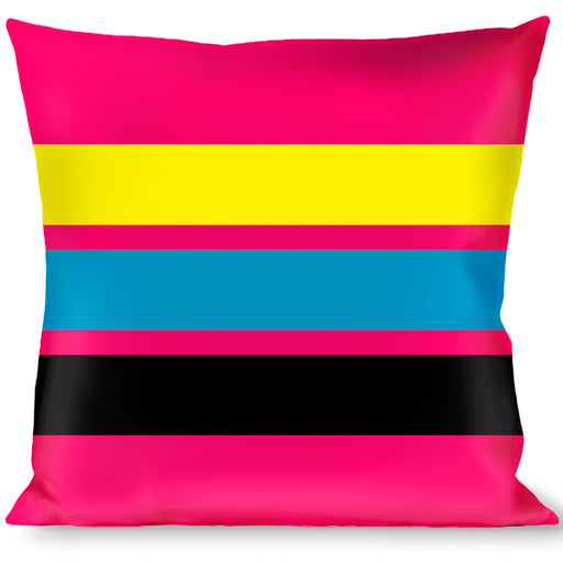 Buckle-Down Throw Pillow - Racing Stripes Pink/Yellow/Blue/Black Throw Pillows Buckle-Down   