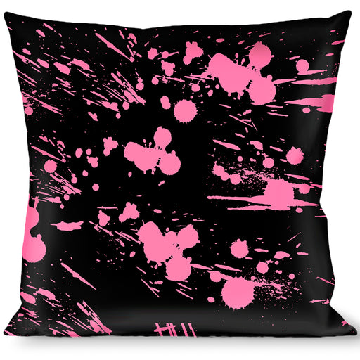 Buckle-Down Throw Pillow - Splatter Black/Pink Throw Pillows Buckle-Down   