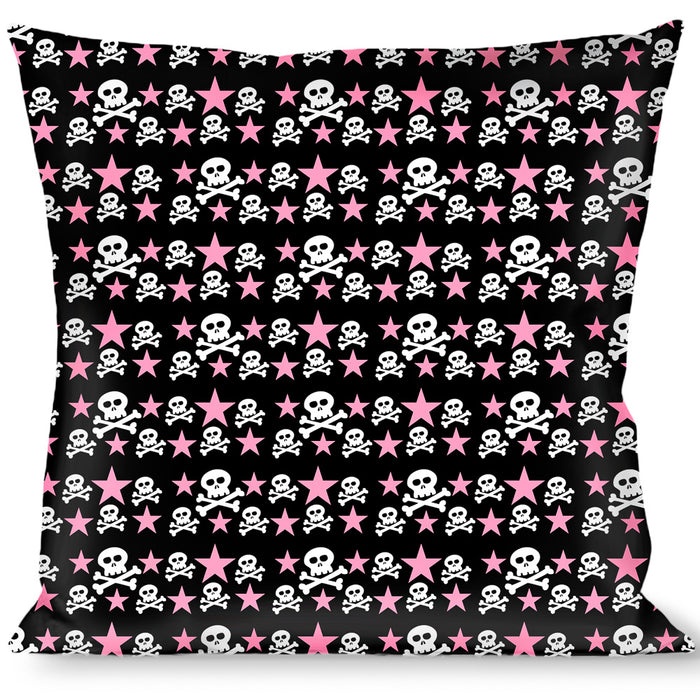 Buckle-Down Throw Pillow - Skulls & Stars Black/White/Pink Throw Pillows Buckle-Down   