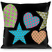 Buckle-Down Throw Pillow - Stars-In Hearts-In Stars Black/Multi Throw Pillows Buckle-Down   