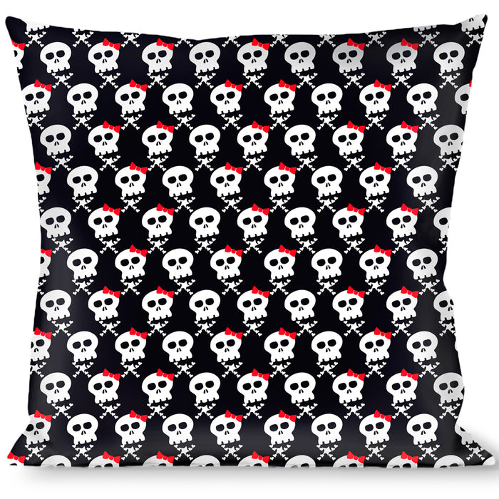 Buckle-Down Throw Pillow - Skull w/Bow Black/White/Red Throw Pillows Buckle-Down   