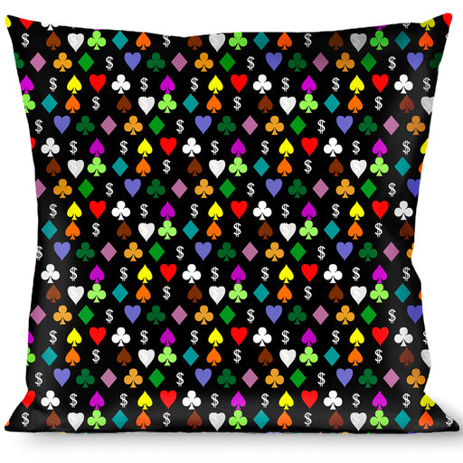 Buckle-Down Throw Pillow - Suits $$$ Black/Multi Color Throw Pillows Buckle-Down   