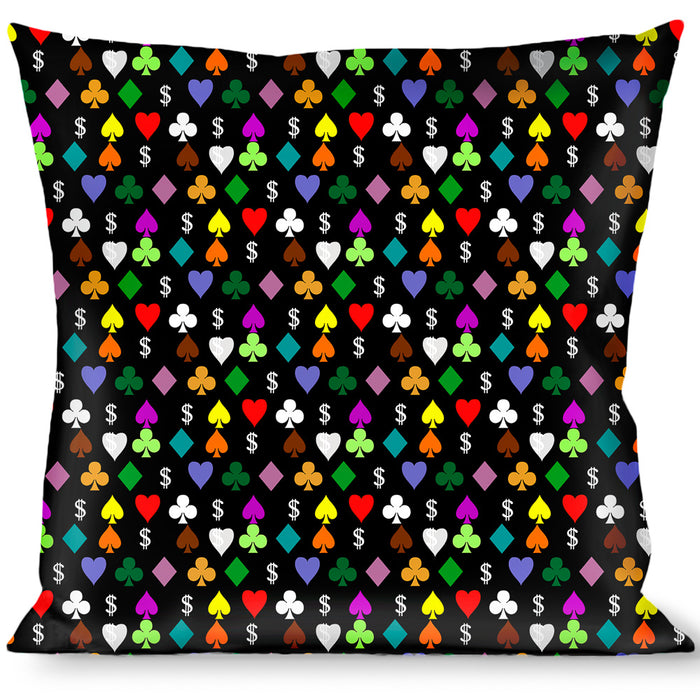 Buckle-Down Throw Pillow - Suits $$$ Black/Multi Color Throw Pillows Buckle-Down   