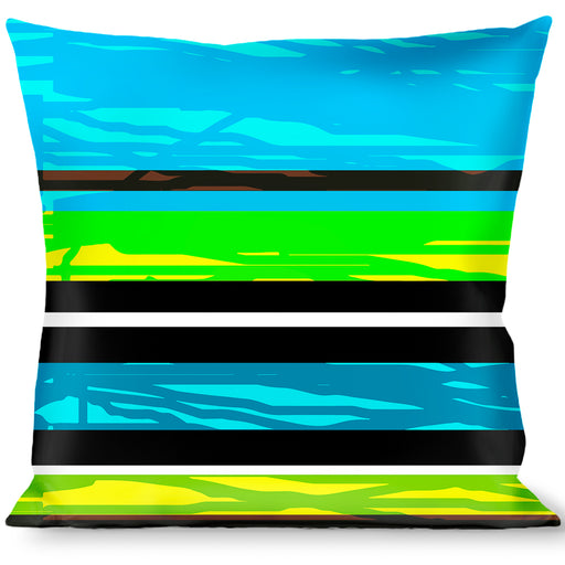 Buckle-Down Throw Pillow - Scribble Stripes Blue/Green/White Throw Pillows Buckle-Down   