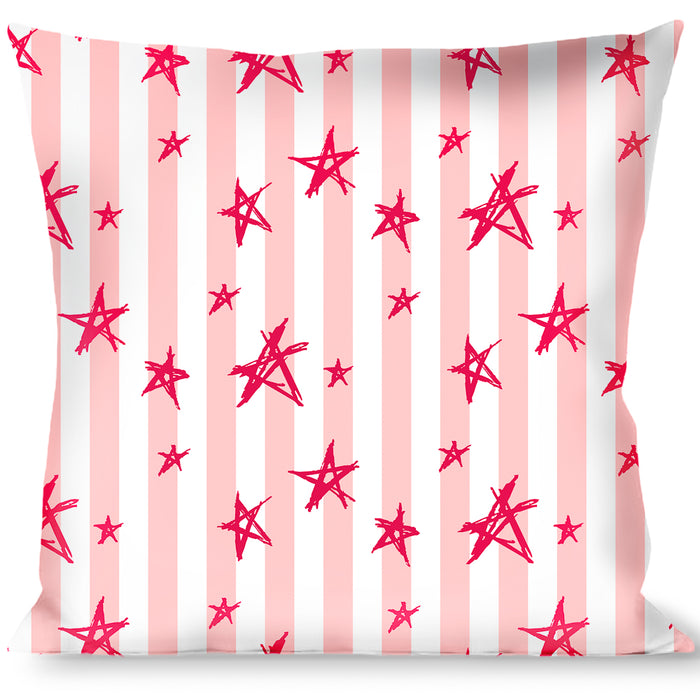 Buckle-Down Throw Pillow - Sketch Stars w/Stripes Pink/White/Fuchsia Throw Pillows Buckle-Down   