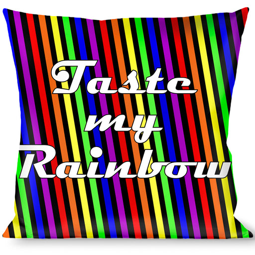 Buckle-Down Throw Pillow - TASTE MY RAINBOW Black/Multi Color Throw Pillows Buckle-Down   