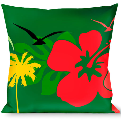 Buckle-Down Throw Pillow - Tropical Flora Greens/Reds/Gold Throw Pillows Buckle-Down   