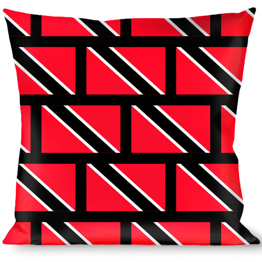 Buckle-Down Throw Pillow - Trinidad & Tobaga Flags/Black Block Throw Pillows Buckle-Down   