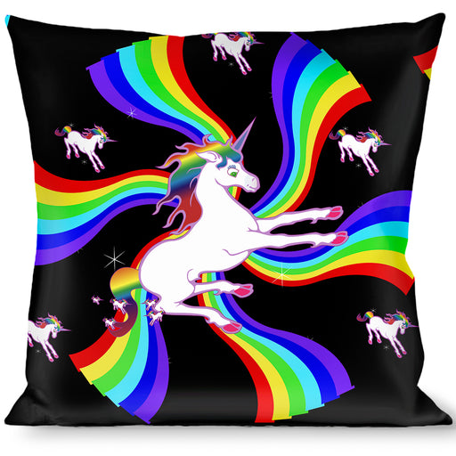 Buckle-Down Throw Pillow - Unicorns/Rainbow Swirl Black Throw Pillows Buckle-Down   
