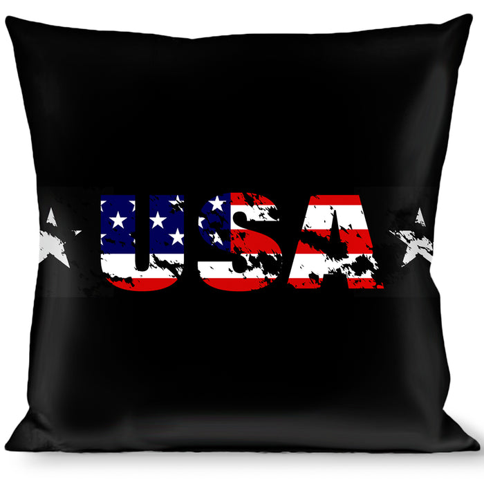 Buckle-Down Throw Pillow - USA w/Star Black/US Flags Throw Pillows Buckle-Down   