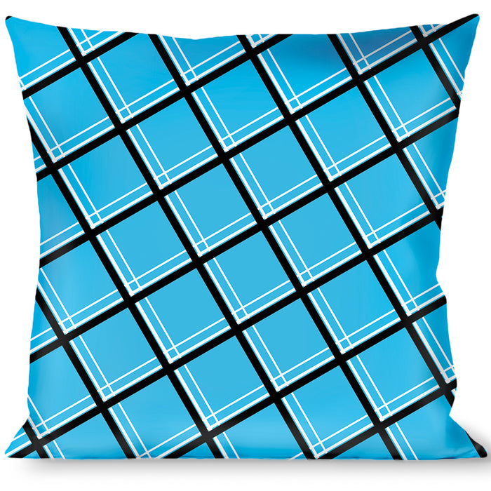 Buckle-Down Throw Pillow - Wire Grid Baby Blue Black/White Throw Pillows Buckle-Down   