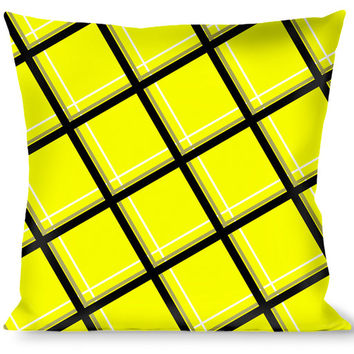 Buckle-Down Throw Pillow - Wire Grid Yellow/Black/Gray Throw Pillows Buckle-Down   