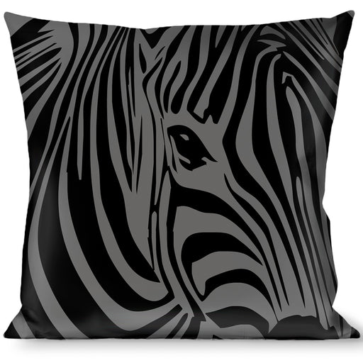 Buckle-Down Throw Pillow - Zebra Head Black/Gray Throw Pillows Buckle-Down   