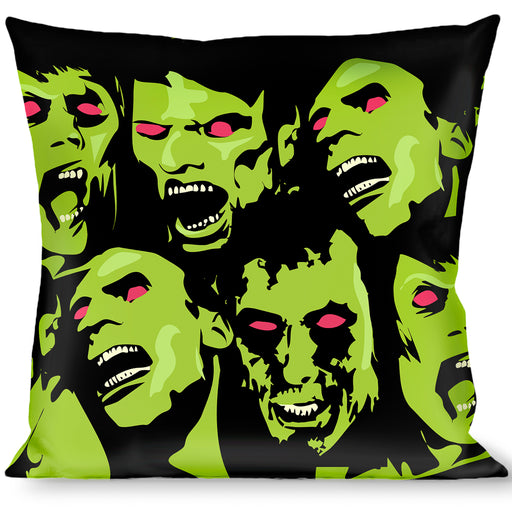 Buckle-Down Throw Pillow - Zombie Expressions Black/Green/Red Throw Pillows Buckle-Down   
