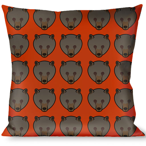 Buckle-Down Throw Pillow - Brown Bear Repeat Orange Throw Pillows Buckle-Down   