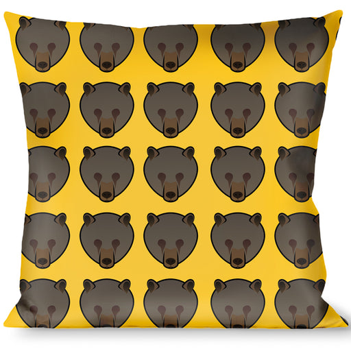 Buckle-Down Throw Pillow - Brown Bear Repeat Yellow Throw Pillows Buckle-Down   