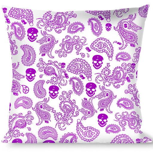 Buckle-Down Throw Pillow - Bandana/Skulls White/Purple Throw Pillows Buckle-Down   