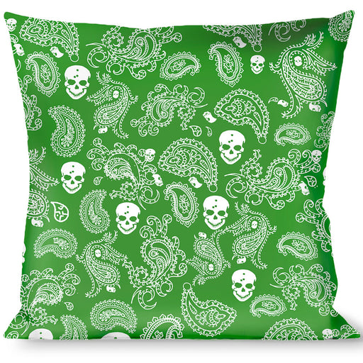 Buckle-Down Throw Pillow - Bandana/Skulls Irish Green/White Throw Pillows Buckle-Down   