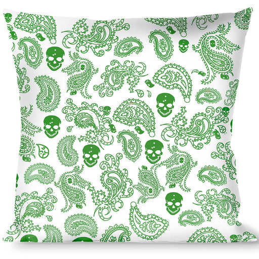 Buckle-Down Throw Pillow - Bandana/Skulls White/Irish Green Throw Pillows Buckle-Down   
