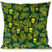 Buckle-Down Throw Pillow - Bandana/Skulls Green/Gold Throw Pillows Buckle-Down   