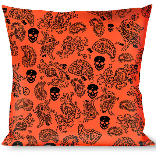 Buckle-Down Throw Pillow - Bandana/Skulls Orange/Black Throw Pillows Buckle-Down   