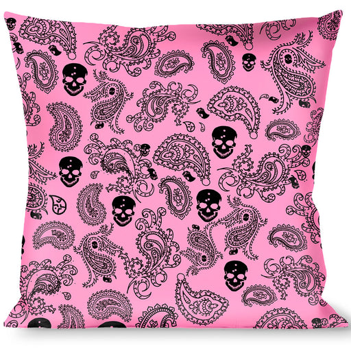 Buckle-Down Throw Pillow - Bandana/Skulls Pink/Black Throw Pillows Buckle-Down   