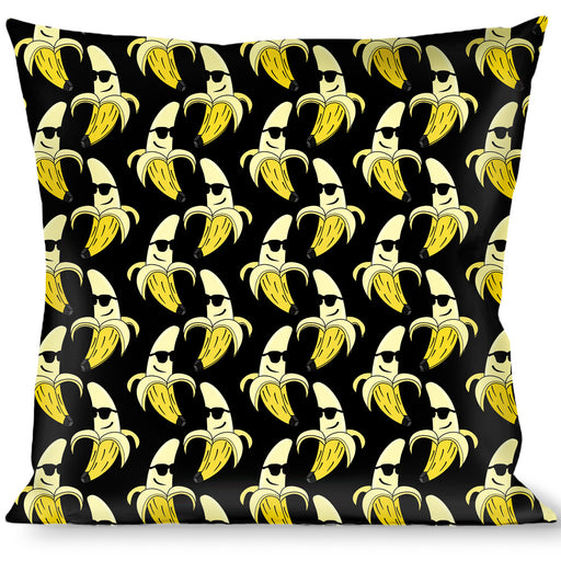 Buckle-Down Throw Pillow - Banana Peeled w/Sunglasses Black/Yellow Throw Pillows Buckle-Down   