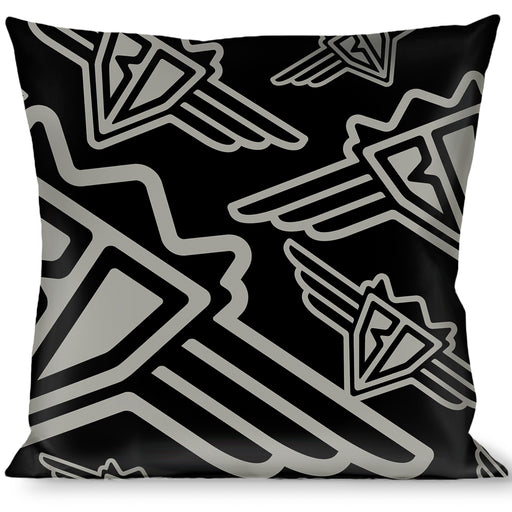 Buckle-Down Throw Pillow - BD Logo Scattered Black/Gray Throw Pillows Buckle-Down   