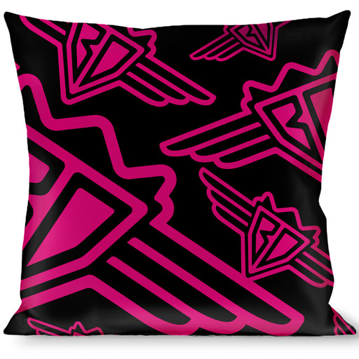 Buckle-Down Throw Pillow - BD Logo Scattered Black/Fuchsia Throw Pillows Buckle-Down   