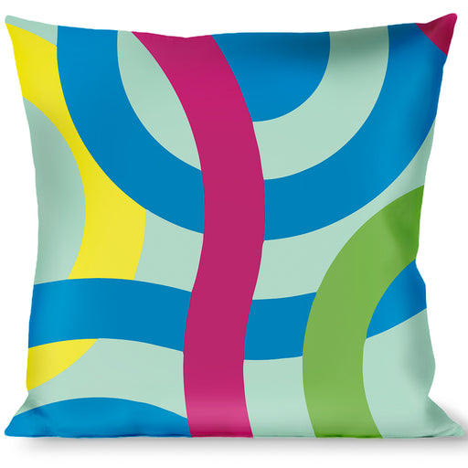 Buckle-Down Throw Pillow - Bullseye Stacked Swirl Blues/Green/Yellow/Pink Throw Pillows Buckle-Down   