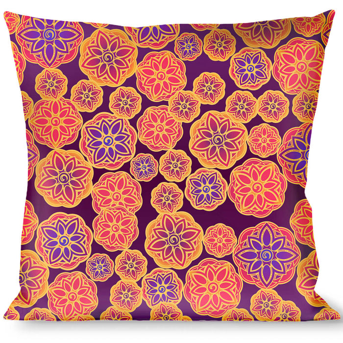Buckle-Down Throw Pillow - Boho Mandala Purples/Oranges/Pinks Throw Pillows Buckle-Down   
