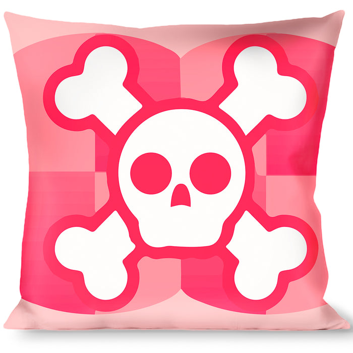 Buckle-Down Throw Pillow - Cute Skulls w/Checkers Pinks/White Throw Pillows Buckle-Down   