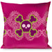 Buckle-Down Throw Pillow - Cute Skulls w/Paisley Purple/Pink/Green Throw Pillows Buckle-Down   