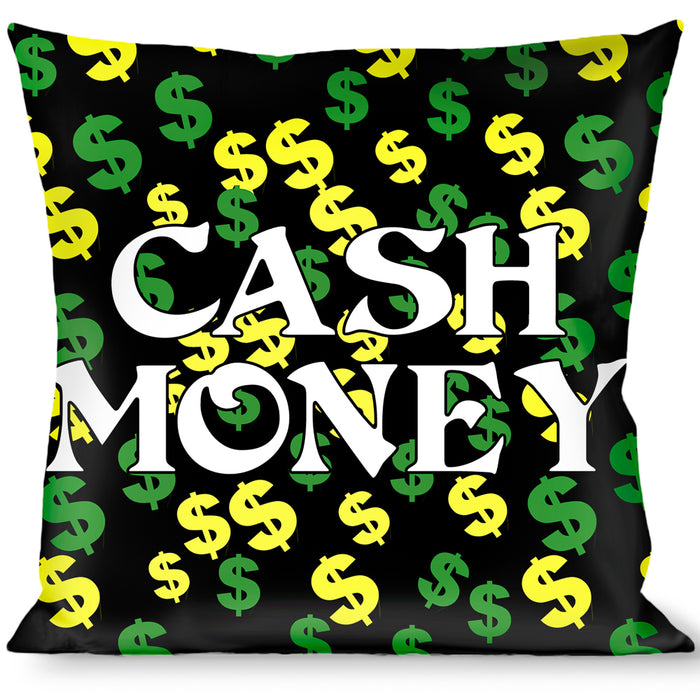 Buckle-Down Throw Pillow - CASH MONEY w/$$$ Black/White/Yellow/Green Throw Pillows Buckle-Down   
