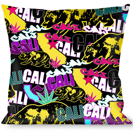 Buckle-Down Throw Pillow - Cali Bear/CALI Graffitti/Pot Leaves Black/Multi Color Throw Pillows Buckle-Down   