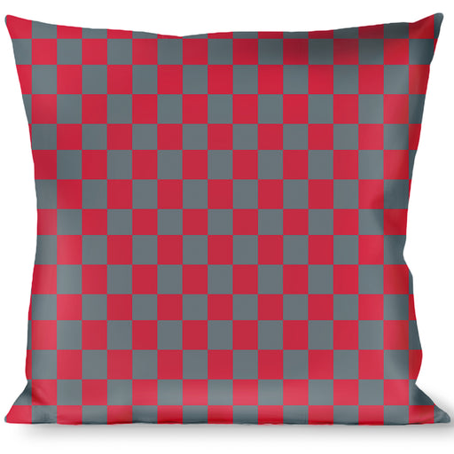 Buckle-Down Throw Pillow - Checker Crimson Red/Gray Throw Pillows Buckle-Down   