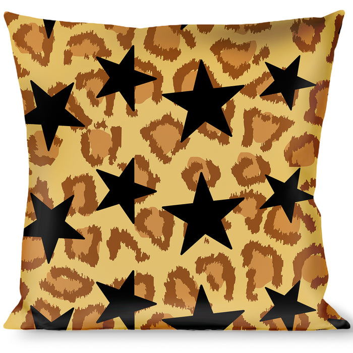 Buckle-Down Throw Pillow - Cheetah/Stars Tan/Black Throw Pillows Buckle-Down   