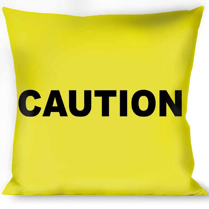 Buckle-Down Throw Pillow - CAUTION Yellow/Black Throw Pillows Buckle-Down   