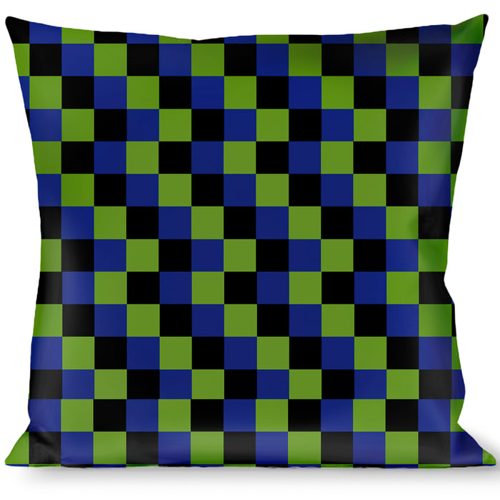 Buckle-Down Throw Pillow - Checker Trio Green/Black/Blue Throw Pillows Buckle-Down   