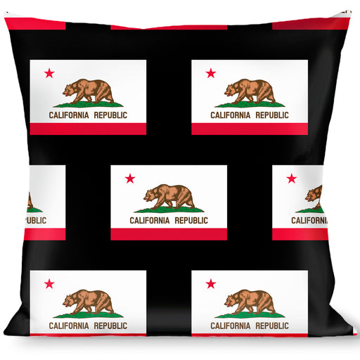 Buckle-Down Throw Pillow - California Flag Repeat/Black Throw Pillows Buckle-Down   