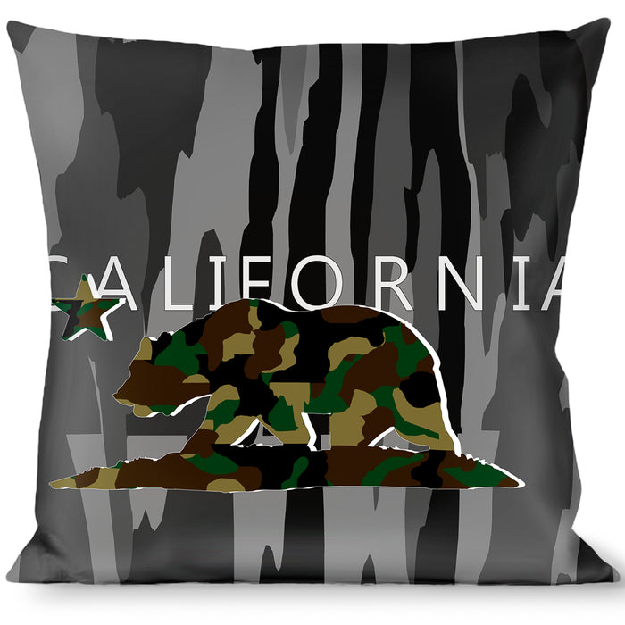 Buckle-Down Throw Pillow - CALIFORNIA/Flag Bear Black/Camo Gray/Camo Olive Throw Pillows Buckle-Down   