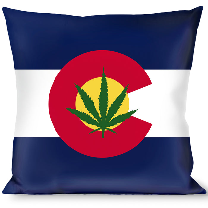Buckle-Down Throw Pillow - Colorado Flag/Marijuana Leaf Throw Pillows Buckle-Down   