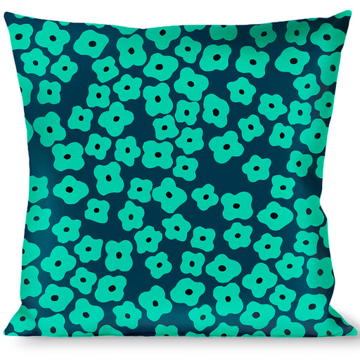 Buckle-Down Throw Pillow - Ditsy Floral Teal/Light Teal/Teal Throw Pillows Buckle-Down   