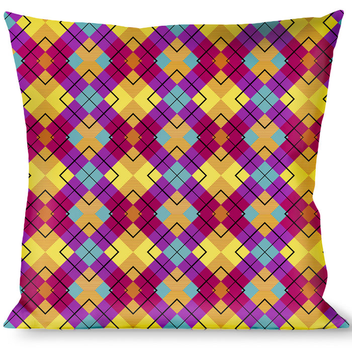 Buckle-Down Throw Pillow - Diamond Plaid Orange/Yellow/Blue/Purple/Fuchsia Throw Pillows Buckle-Down   