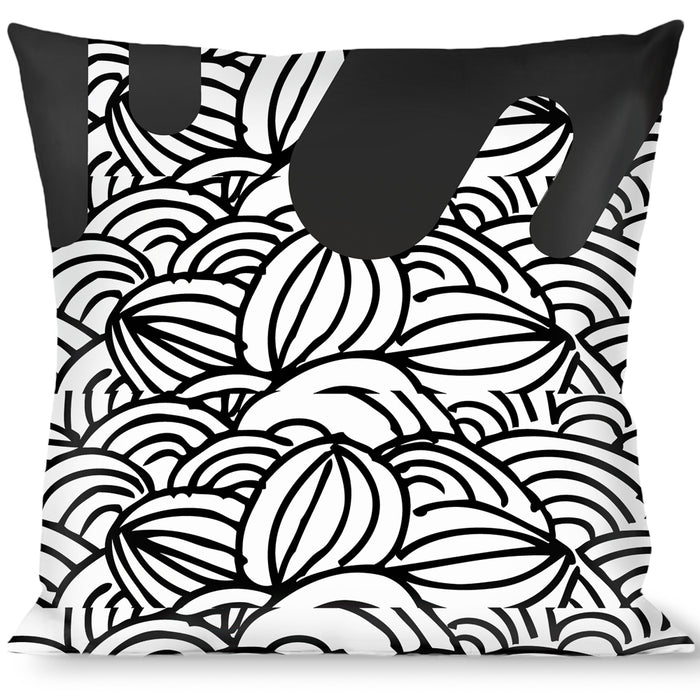 Buckle-Down Throw Pillow - Doodle1/Paint Drips White/Black Throw Pillows Buckle-Down   