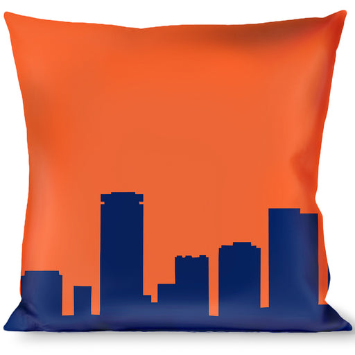 Buckle-Down Throw Pillow - Denver Solid Skyline Orange/Navy Throw Pillows Buckle-Down   