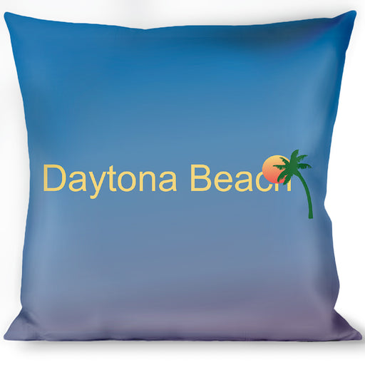 Buckle-Down Throw Pillow - DAYTON BEACH Script/Sun/Palm Trees Blue Fade/Yellow/Oranges/Green Throw Pillows Buckle-Down   