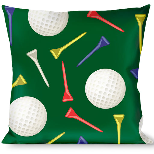 Buckle-Down Throw Pillow - Golf Balls/Tees Scattered Green/Multi Color Throw Pillows Buckle-Down   