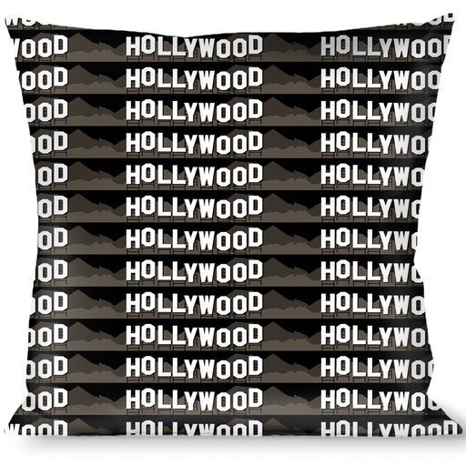Buckle-Down Throw Pillow - HOLLYWOOD Sign Skyline Black/Grays/White Throw Pillows Buckle-Down   