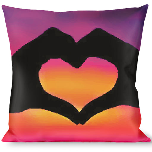 Buckle-Down Throw Pillow - Hand Heart Silhouette Ombre Purples/Orange/Pinks Throw Pillows Buckle-Down   